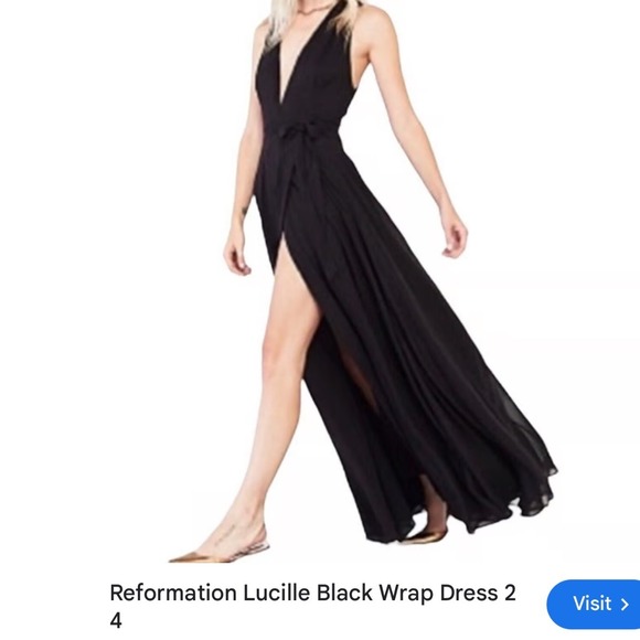 Reformation Large Black Maxi Dress Halter Neck Sleeveless Formal Party Cocktail - Picture 1 of 11